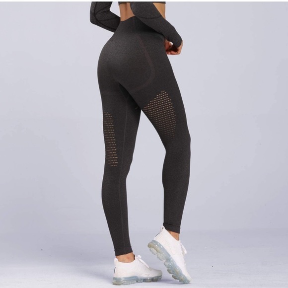 WORN 1X, Womens High Waist Workout Seamless Leggings, charcoal‎ grey, S - Picture 5 of 11